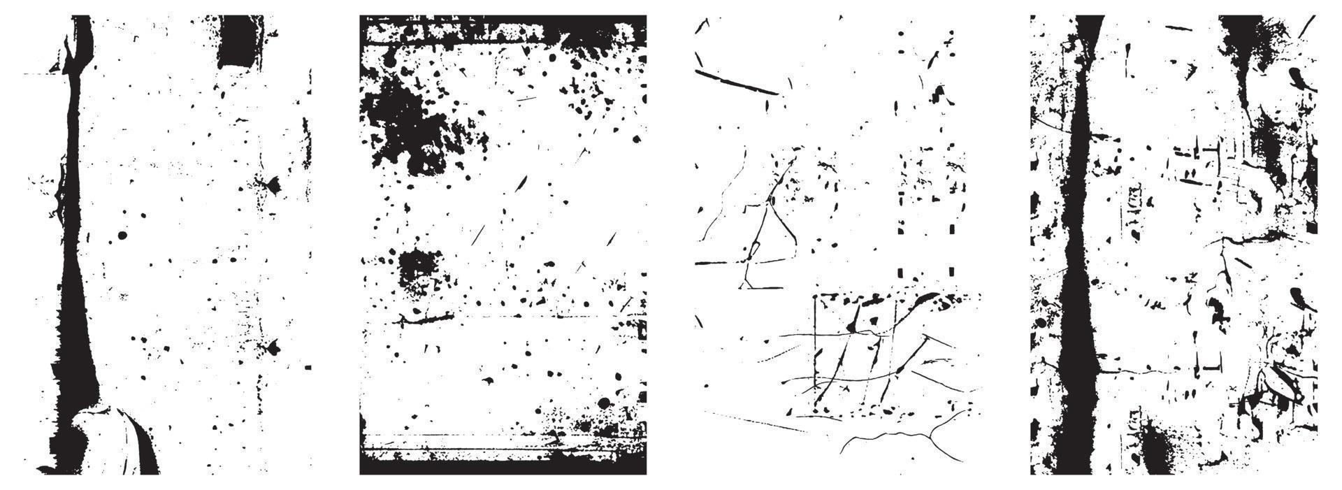 Set of Black and White Distressed Textures. Vector EPS 10.