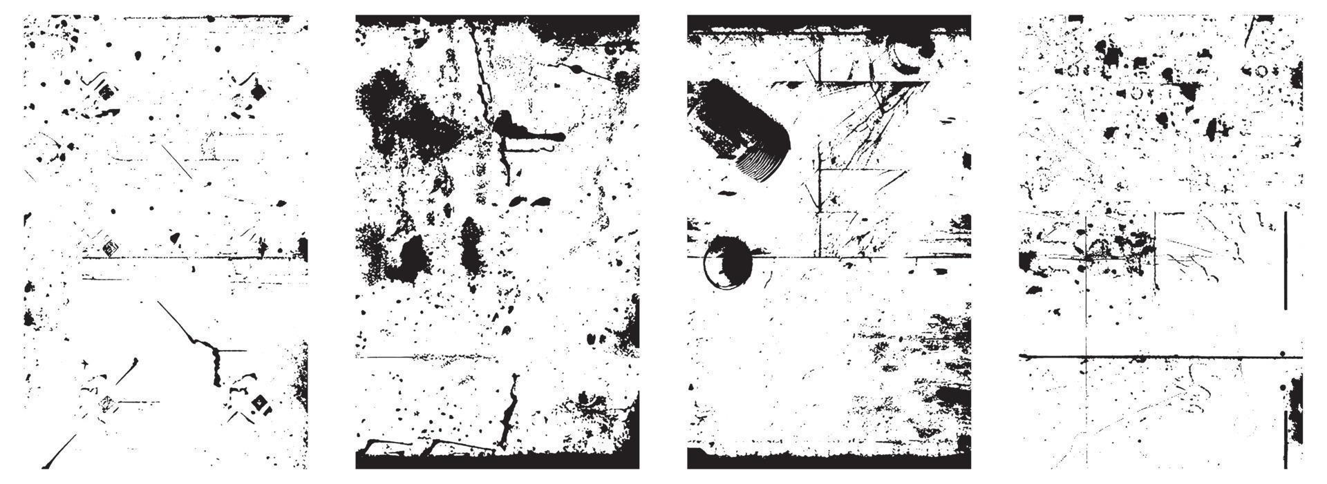 Set of Black and White Distressed Textures. Vector EPS 10.