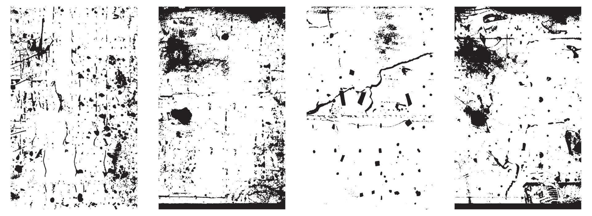 Set of Black and White Distressed Textures. Vector EPS 10.