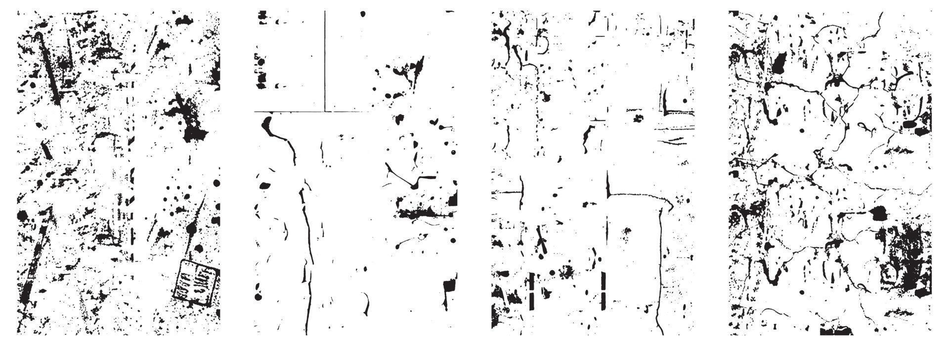 Set of Grunge Distress Vector Textures - Black and White Backgrounds with Splatter, Scratch and Stain Effects. EPS 10.