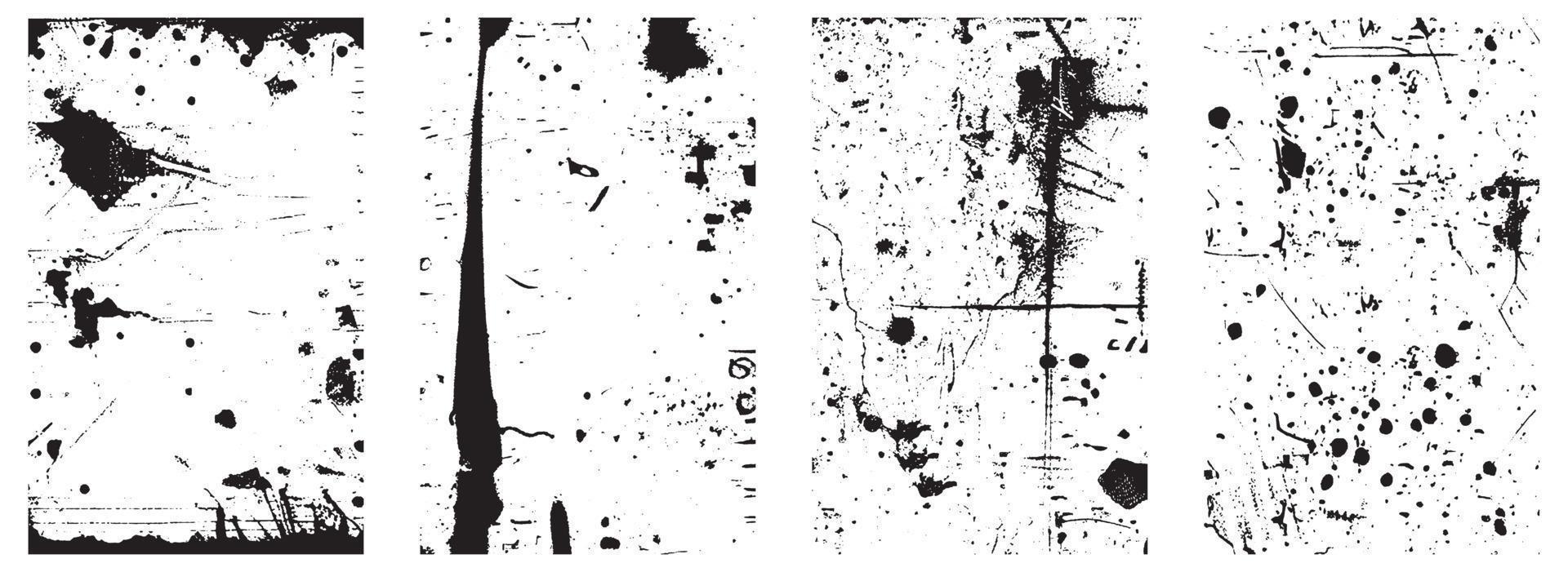 conjunto de grunge angustia vector texturas - negro y blanco antecedentes con salpicar, rasguño y manchar efectos eps 10