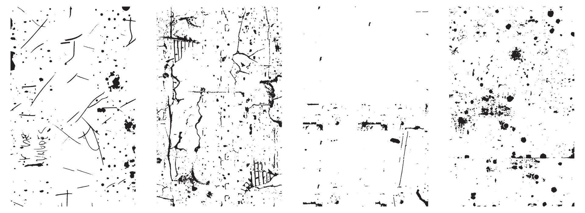 Set of Black and White Distressed Textures. Vector EPS 10.