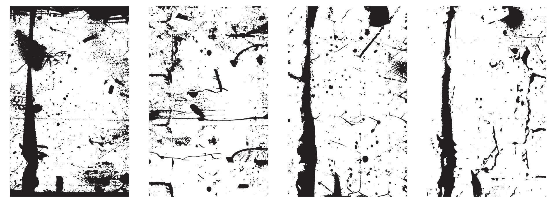 Set of Black and White Distressed Textures. Vector EPS 10.