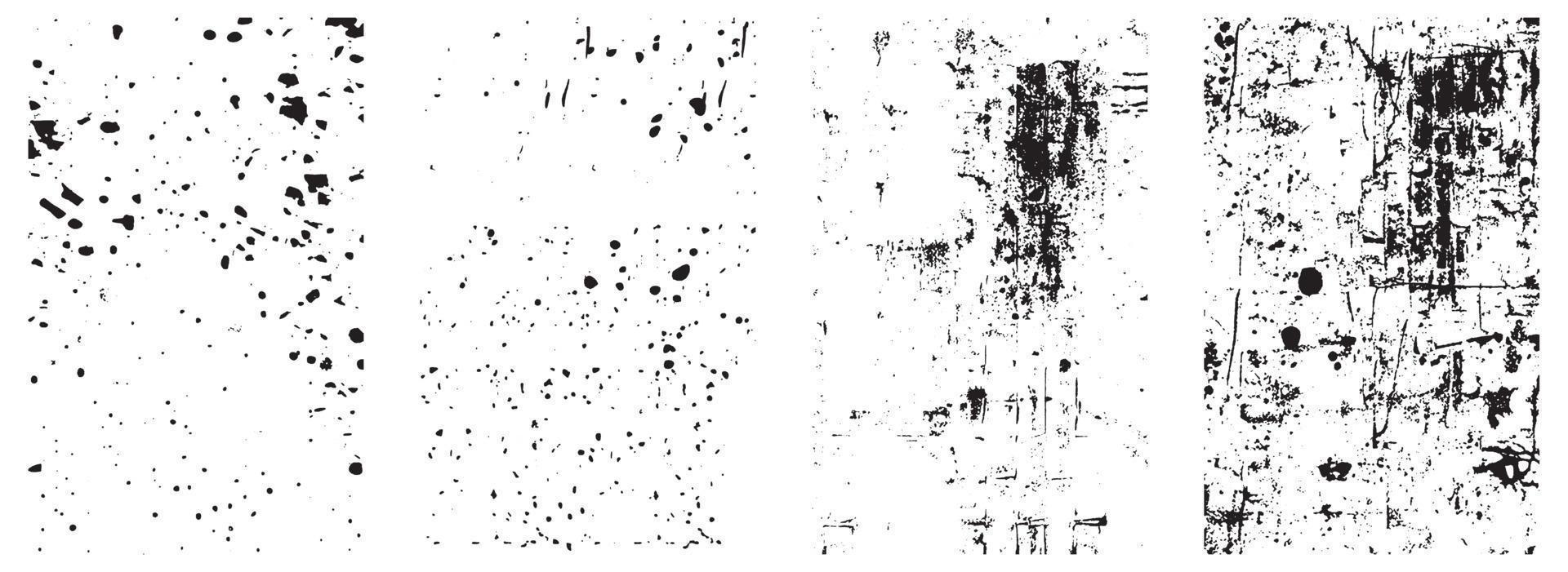 Set of Grunge Distress Vector Textures. Black and White Backgrounds with Splatter, Scratch and Stain Effects. EPS 10.