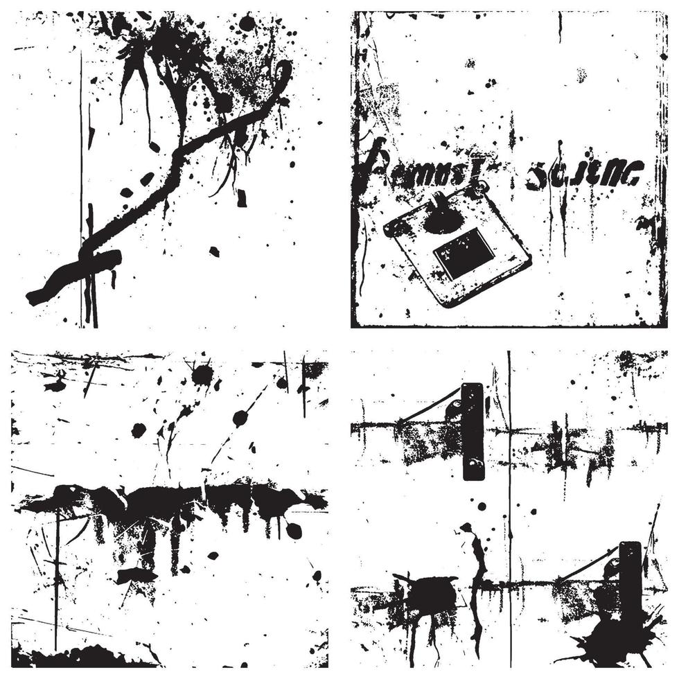 Set of Black and White Distressed Textures. Vector EPS 10