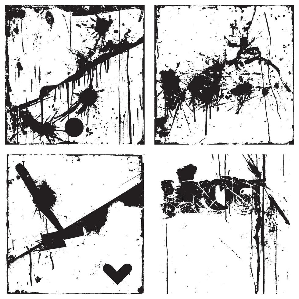 Set of Black and White Distressed Textures. Vector EPS 10