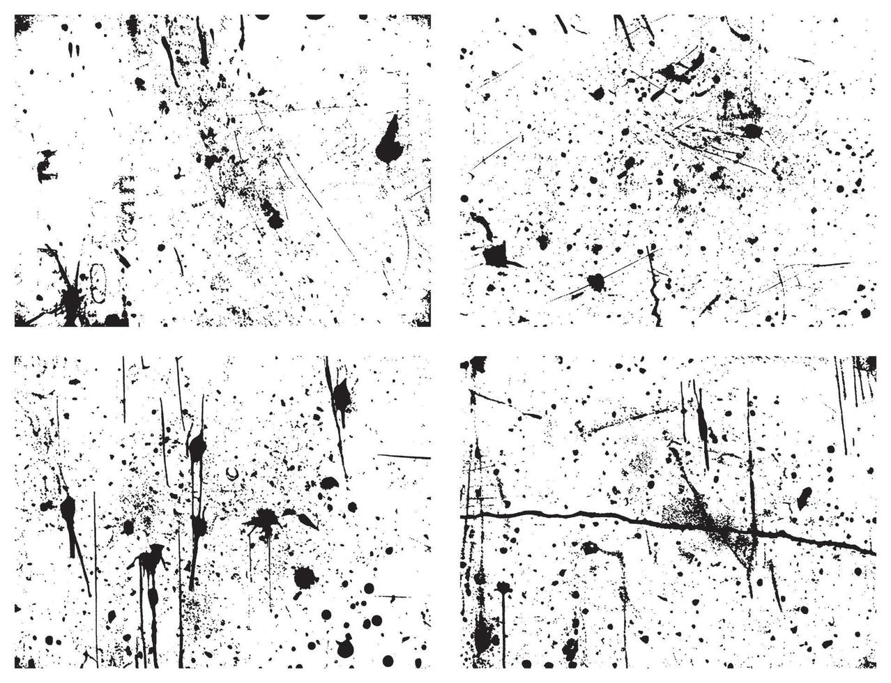 Set of Grunge Distressed Textures. Black and White Vector Backgrounds. EPS 10
