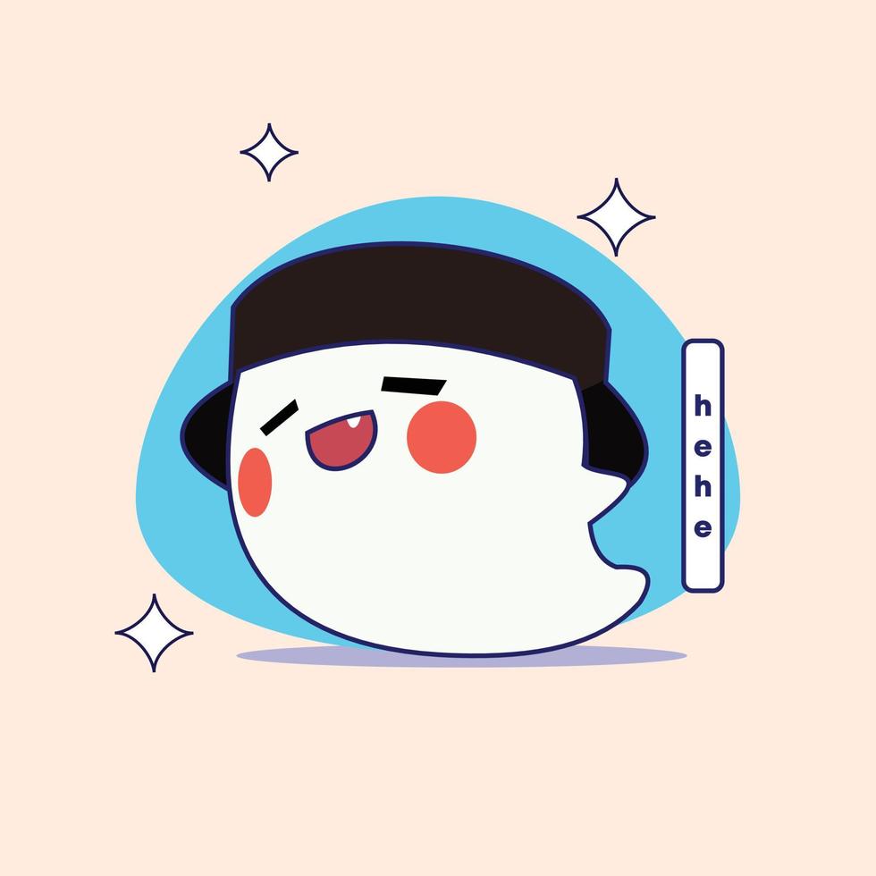 Cute Hand Drawn Kawaii Ghost Illustration vector