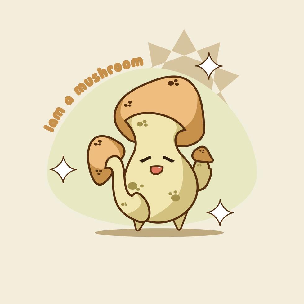 Cute Hand Drawn Kawaii Mushroom Illustration vector