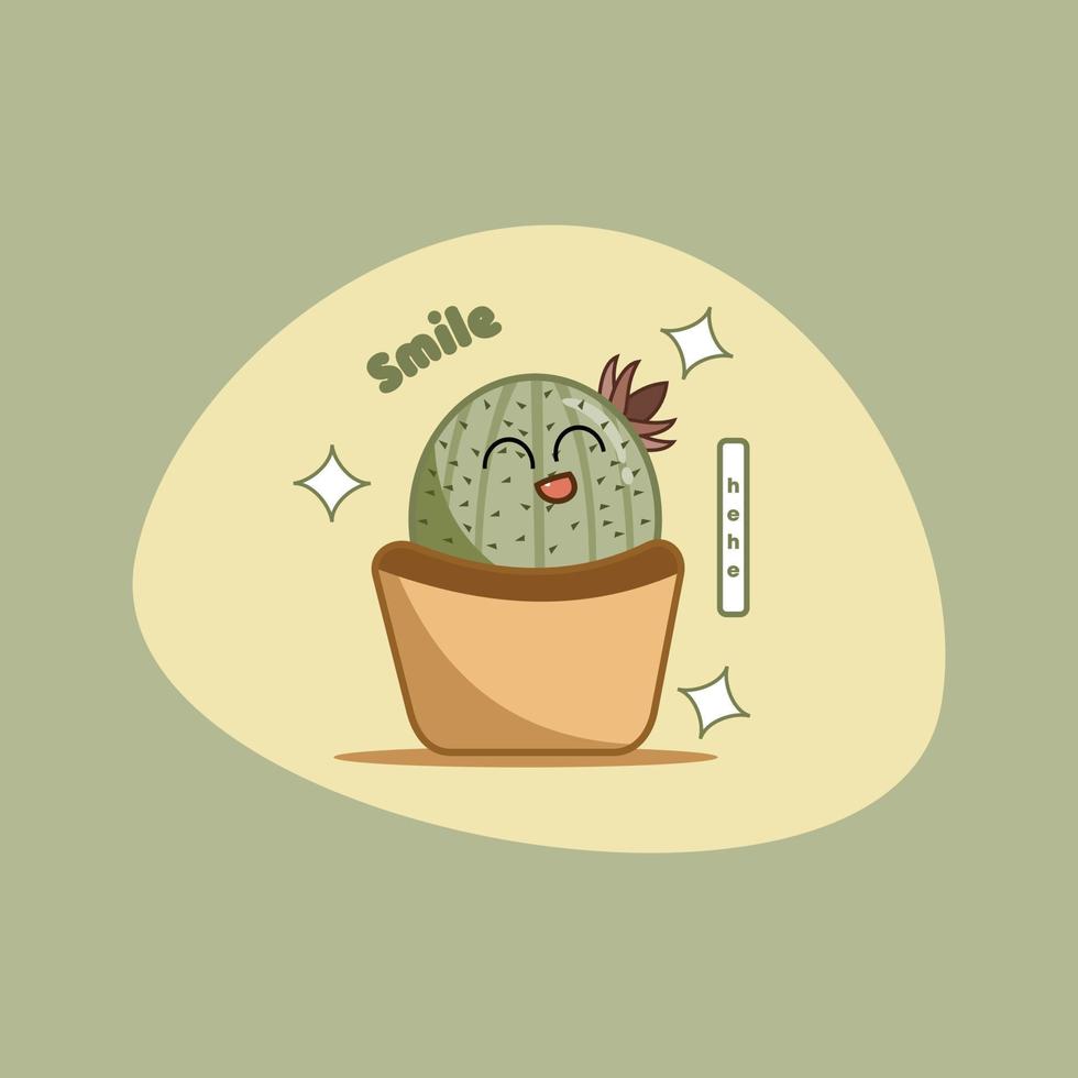 Cute Hand Drawn Kawaii Cactus Illustration vector