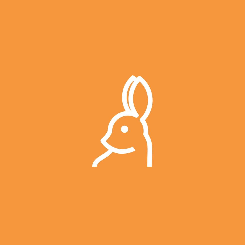 Rabbit Line Art. Simple Minimalist Logo Design Inspiration. Vector Illustration.