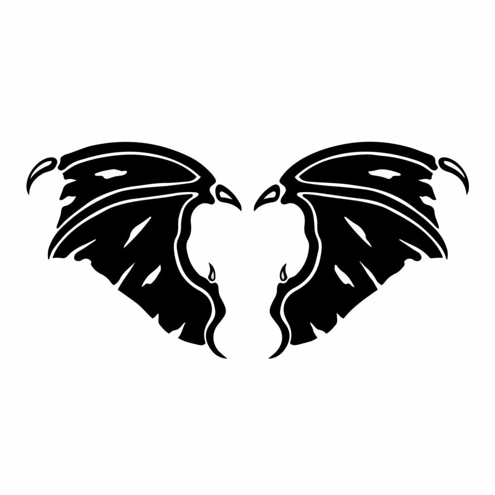 Devil Wings Logo. Tattoo Design. Stencil Vector Illustration.