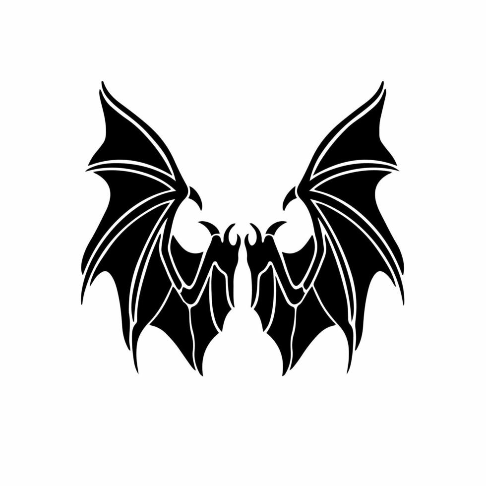Devil Wings Logo. Tattoo Design. Stencil Vector Illustration.