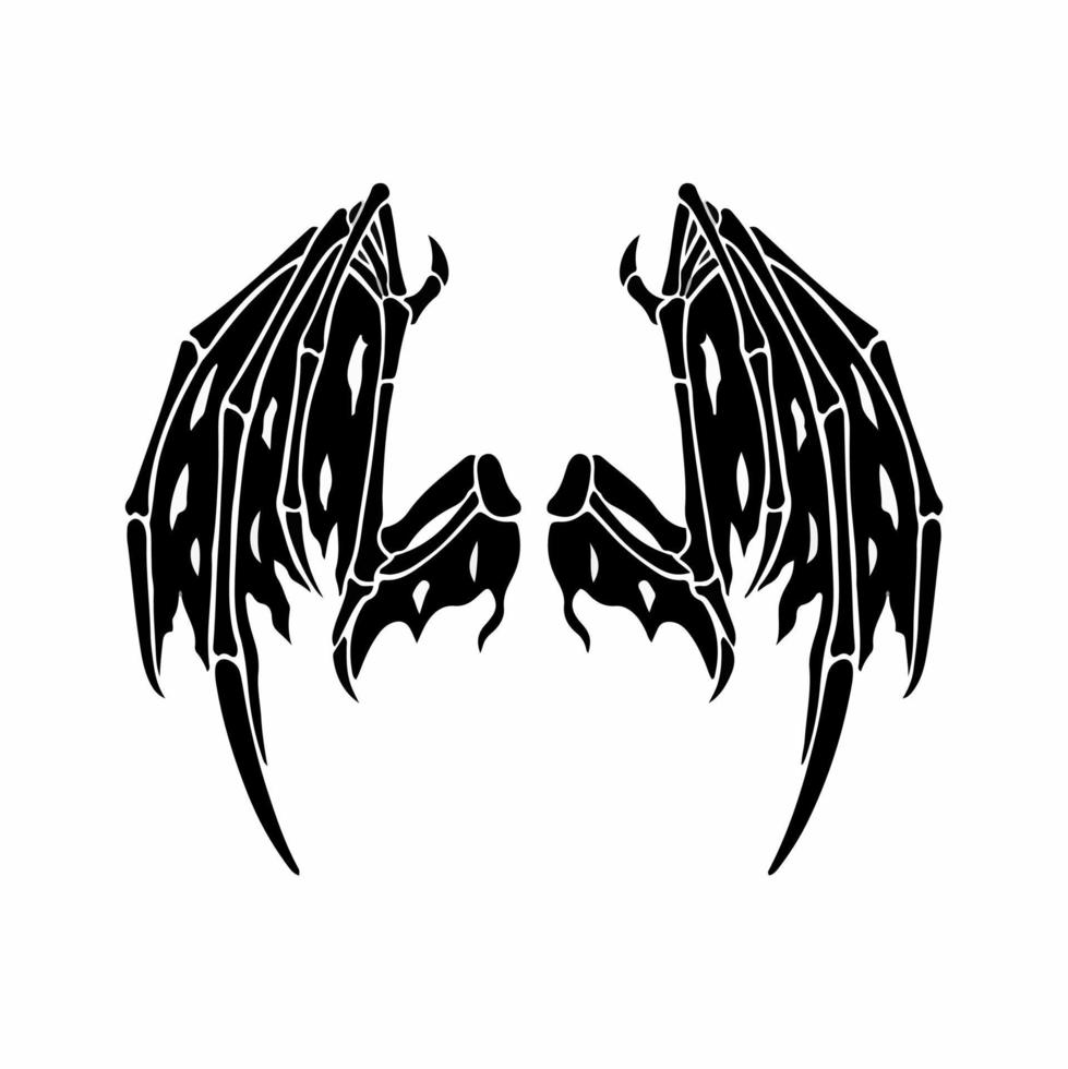 Devil Wings Logo. Tattoo Design. Stencil Vector Illustration.