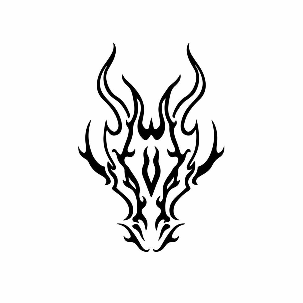 Tribal Dragon Head Logo. Tattoo Design. Stencil Vector Illustration