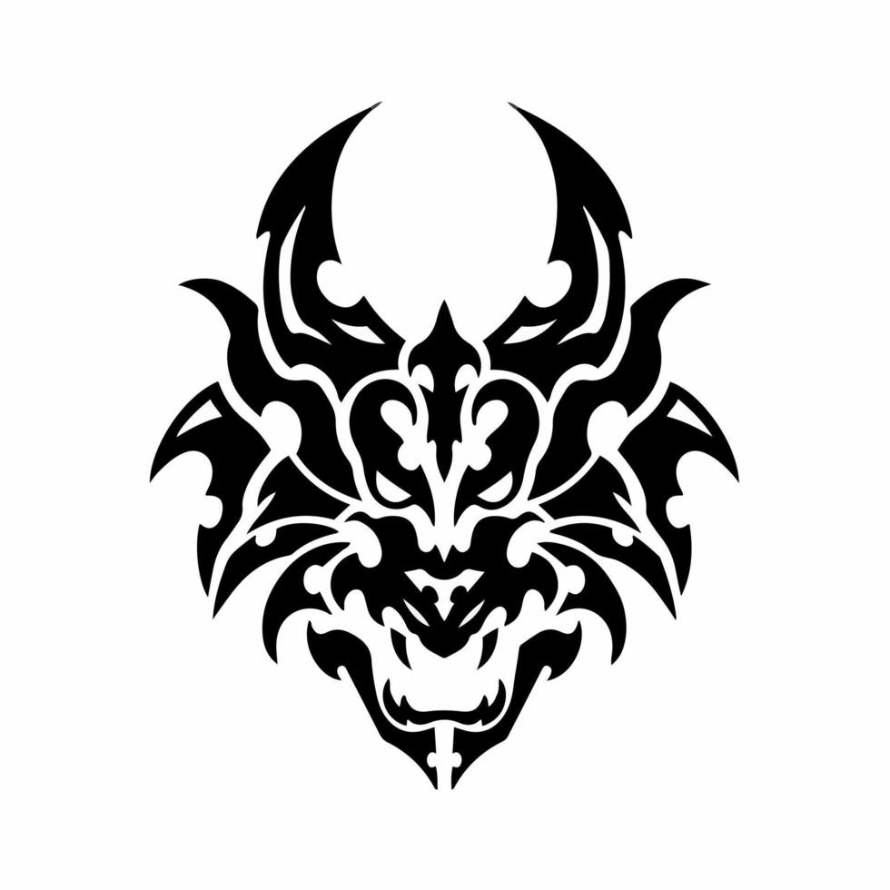 Tribal Dragon Head Logo. Tattoo Design. Stencil Vector Illustration ...