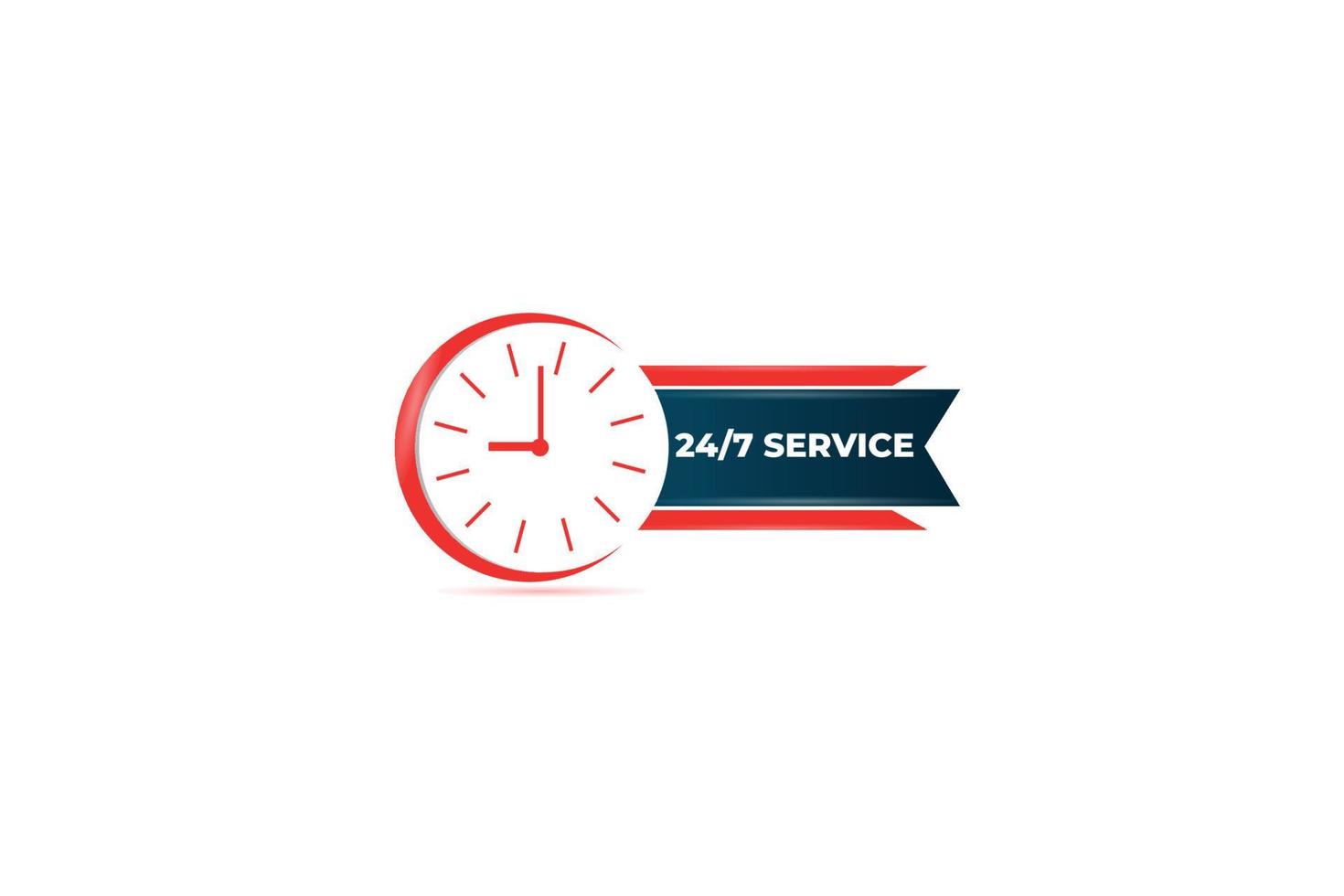 Free vector service assistance label with clock illustration