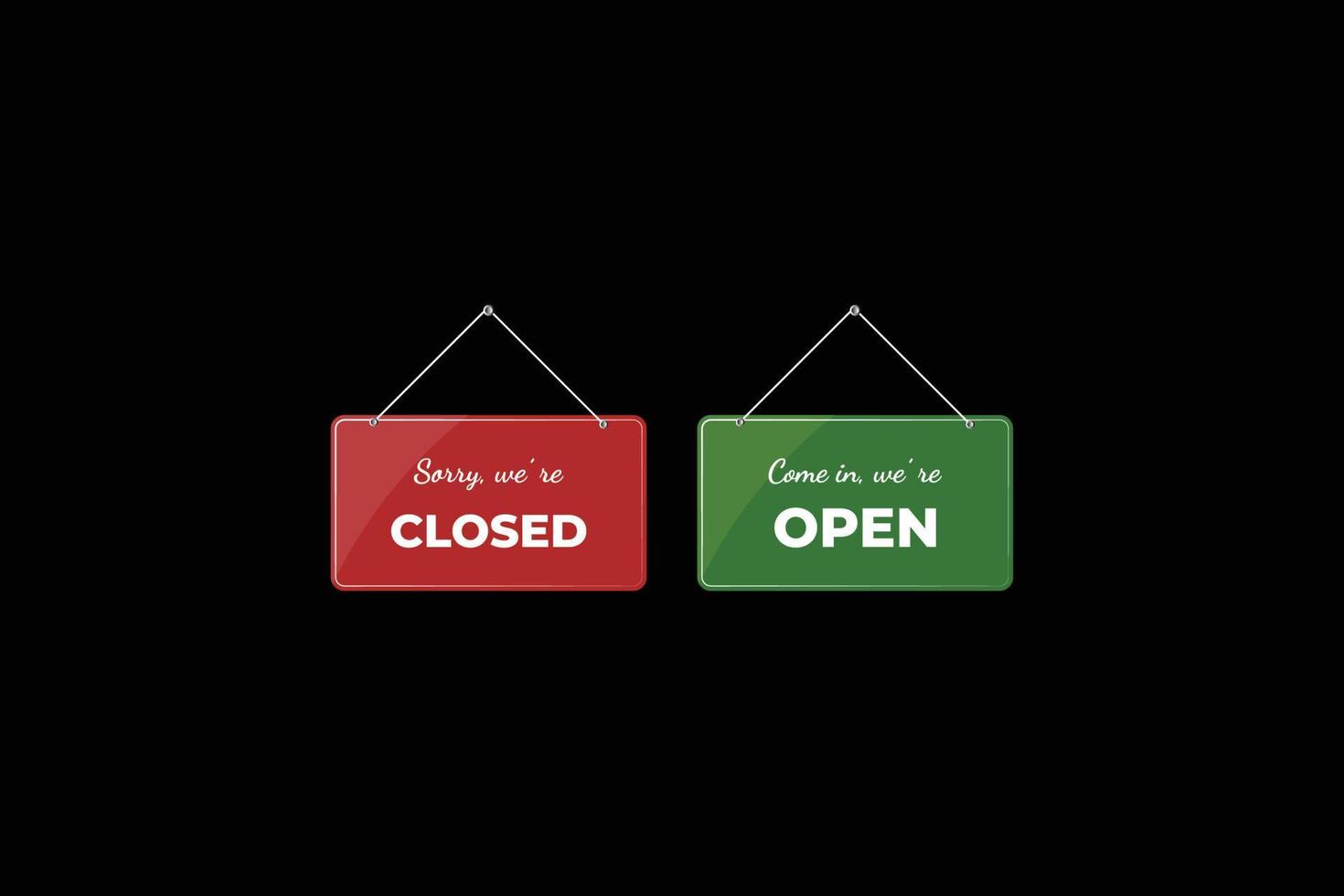 Open and closed banner icon in flat style schedule on door vector