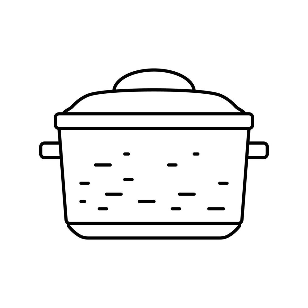 iron pot cooking line icon vector illustration