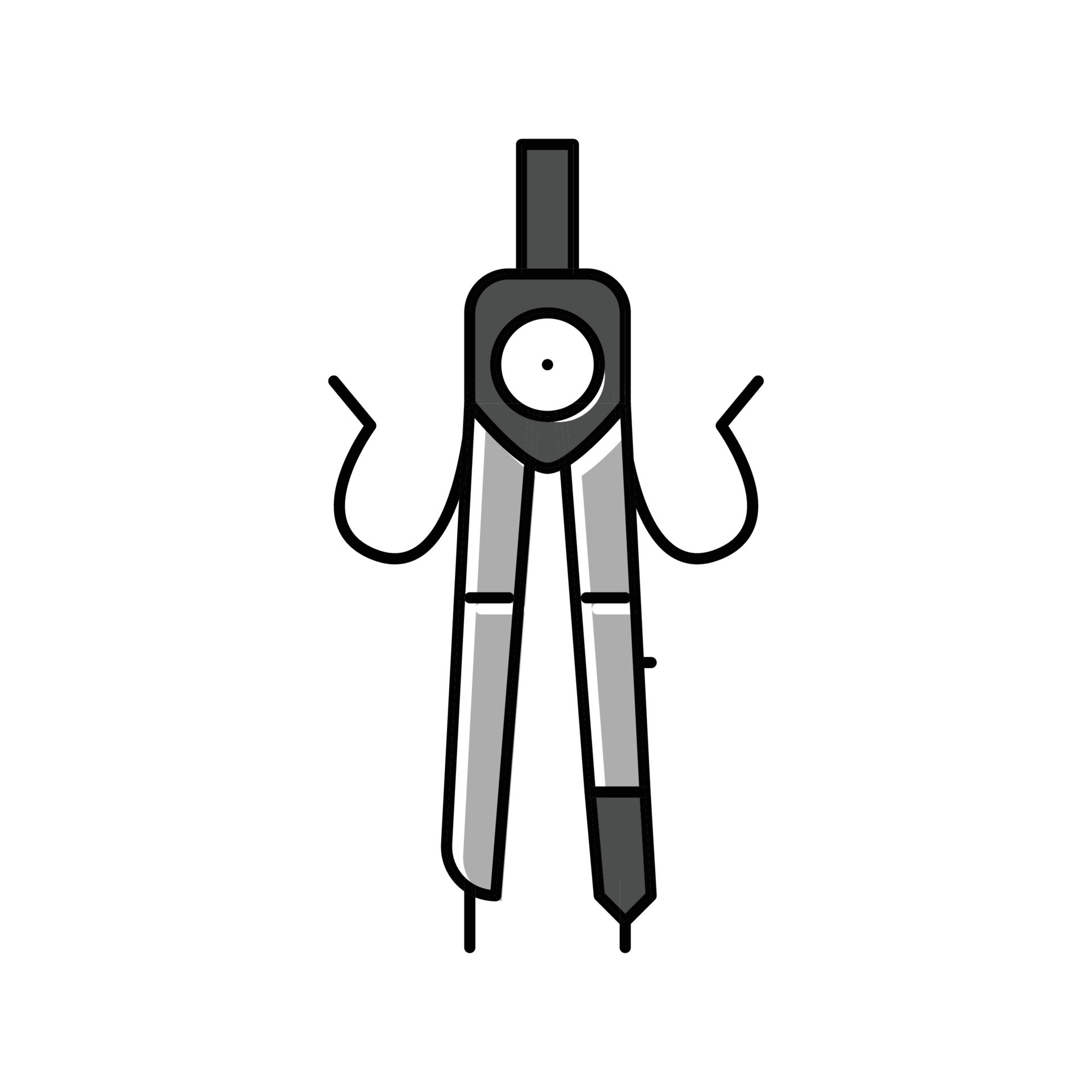 compass divider stationery character color icon vector illustration