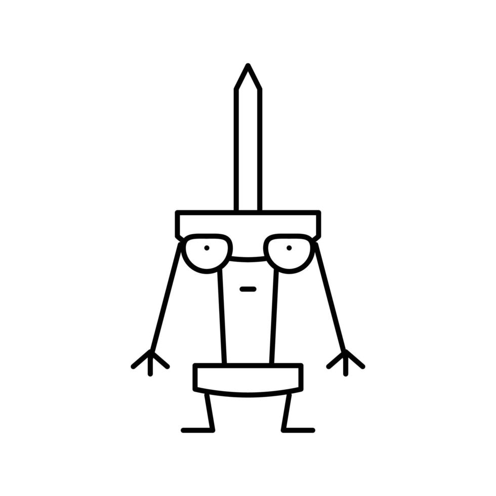 push pin school character line icon vector illustration