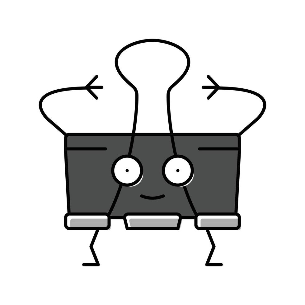 binder clip school character color icon vector illustration