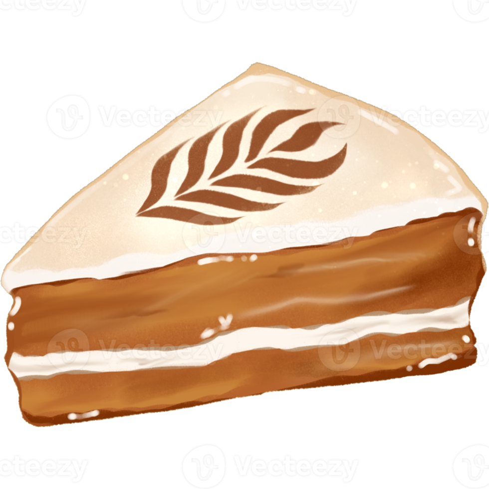 Scheibe von Weiß Schokolade Latté Kuchen Hand gezeichnet png