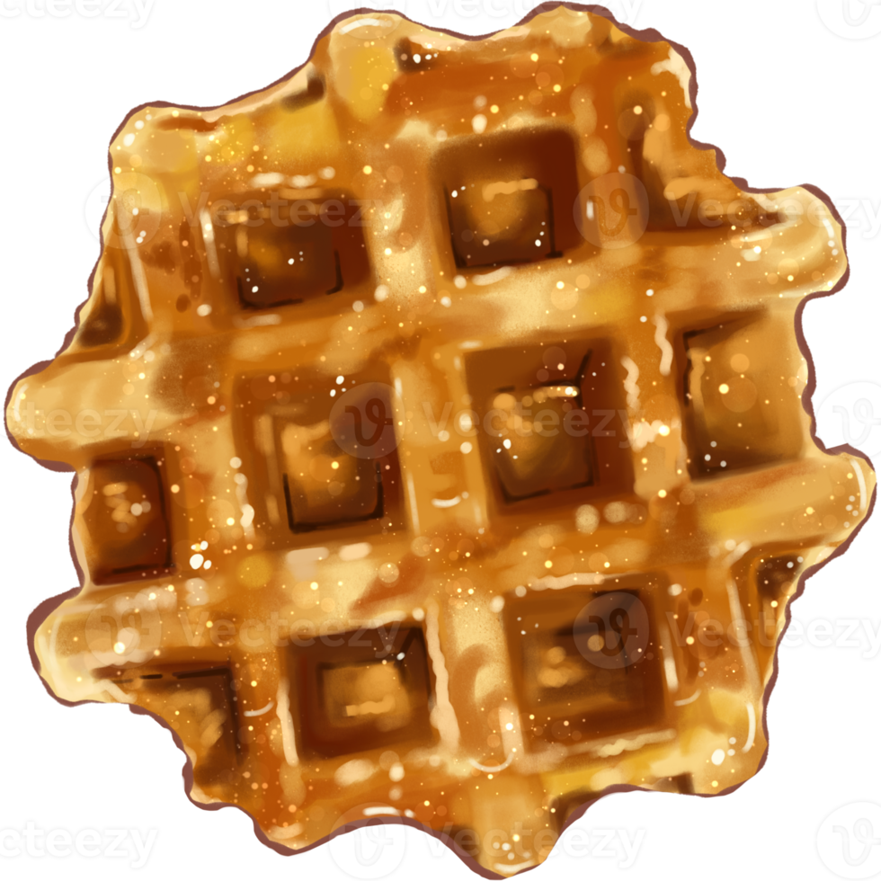Waffle with honey hand drawn png