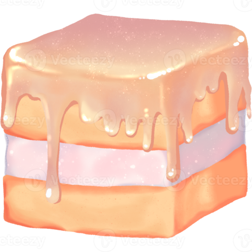 Strawberry cream cake hand drawn png