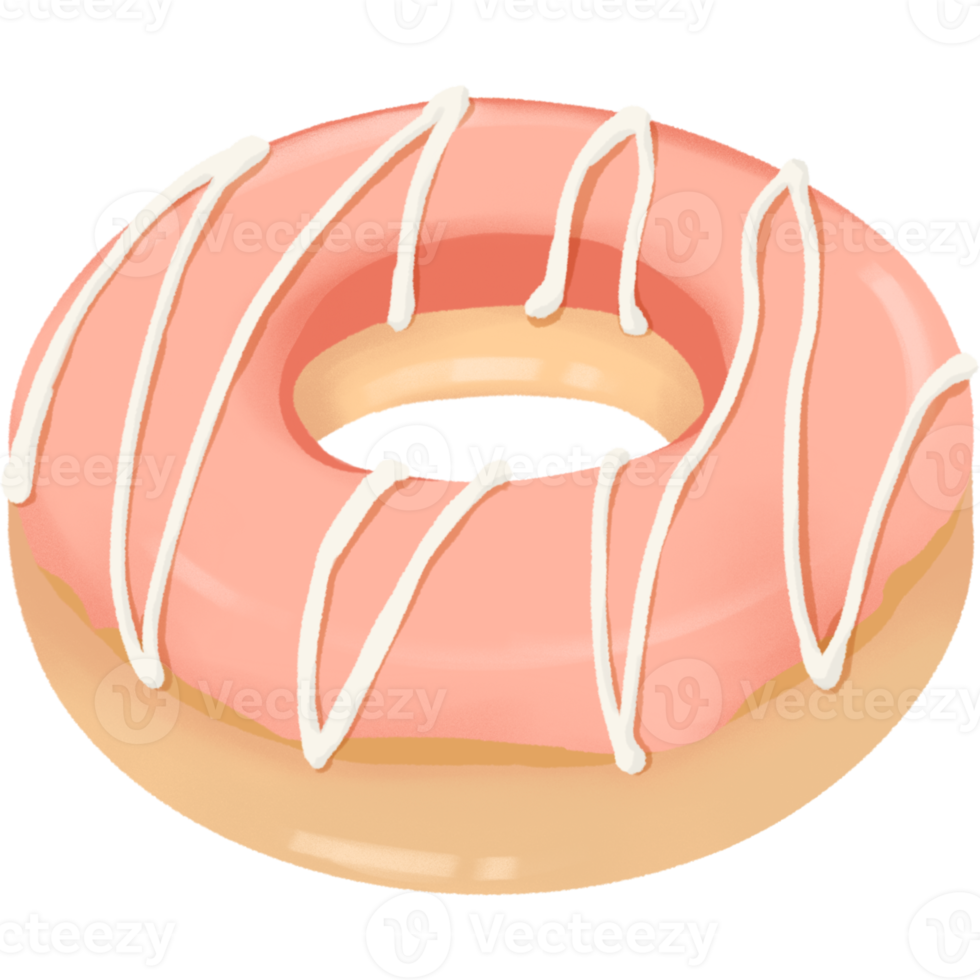 Donut top strawberry cream illustration png