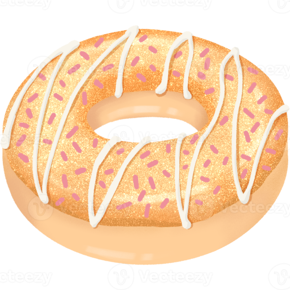 Donut topping with white glaze illustration png