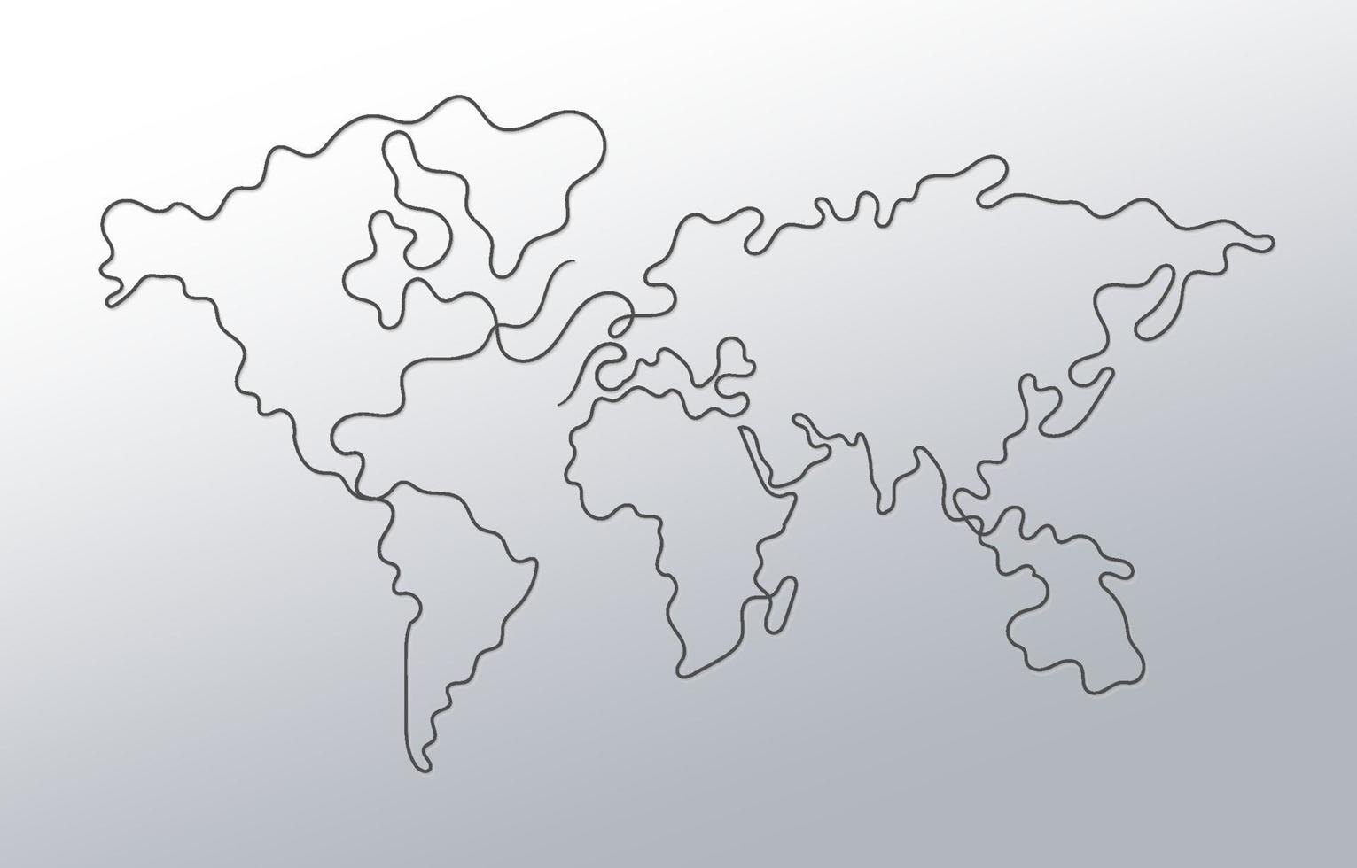 World Map in One Stroke Art vector