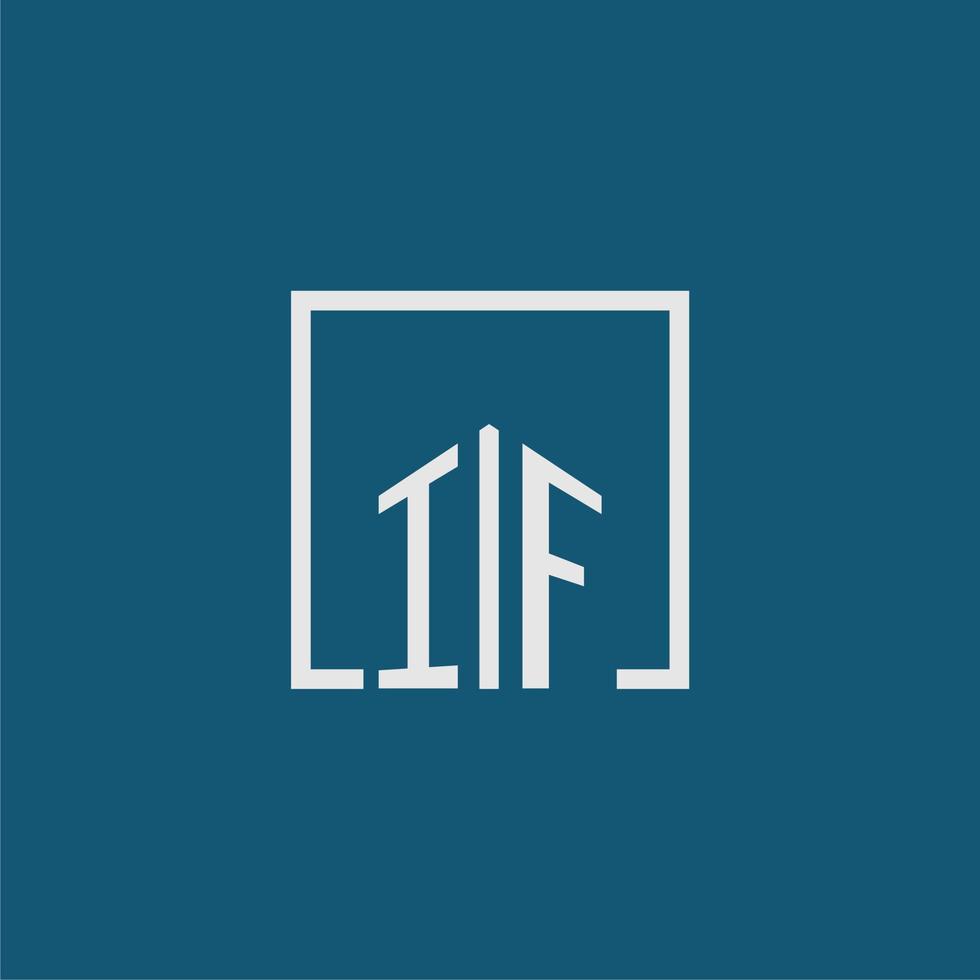IF initial monogram logo real estate in rectangle style design vector