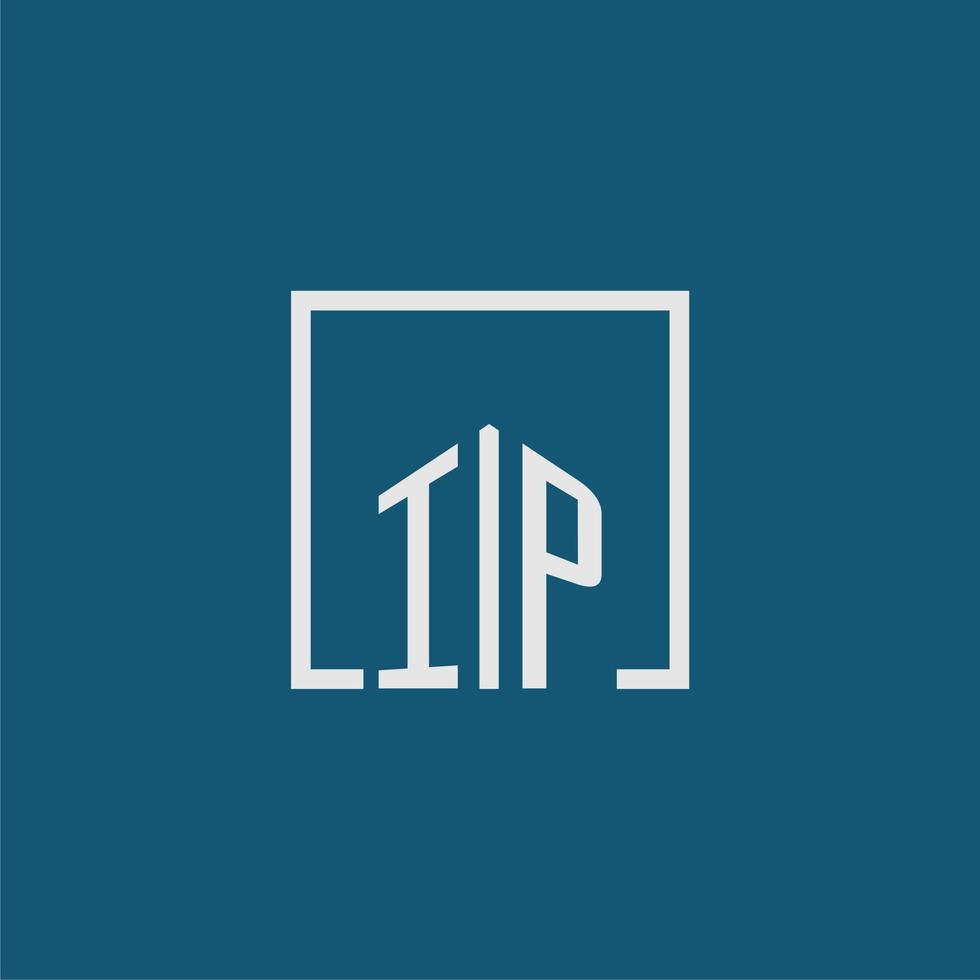 IP initial monogram logo real estate in rectangle style design vector