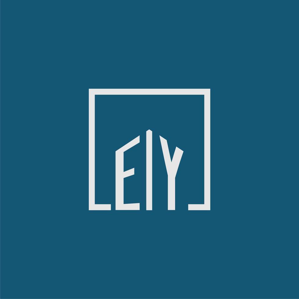 ey inicial monograma logo real inmuebles en rectángulo estilo diseño vector