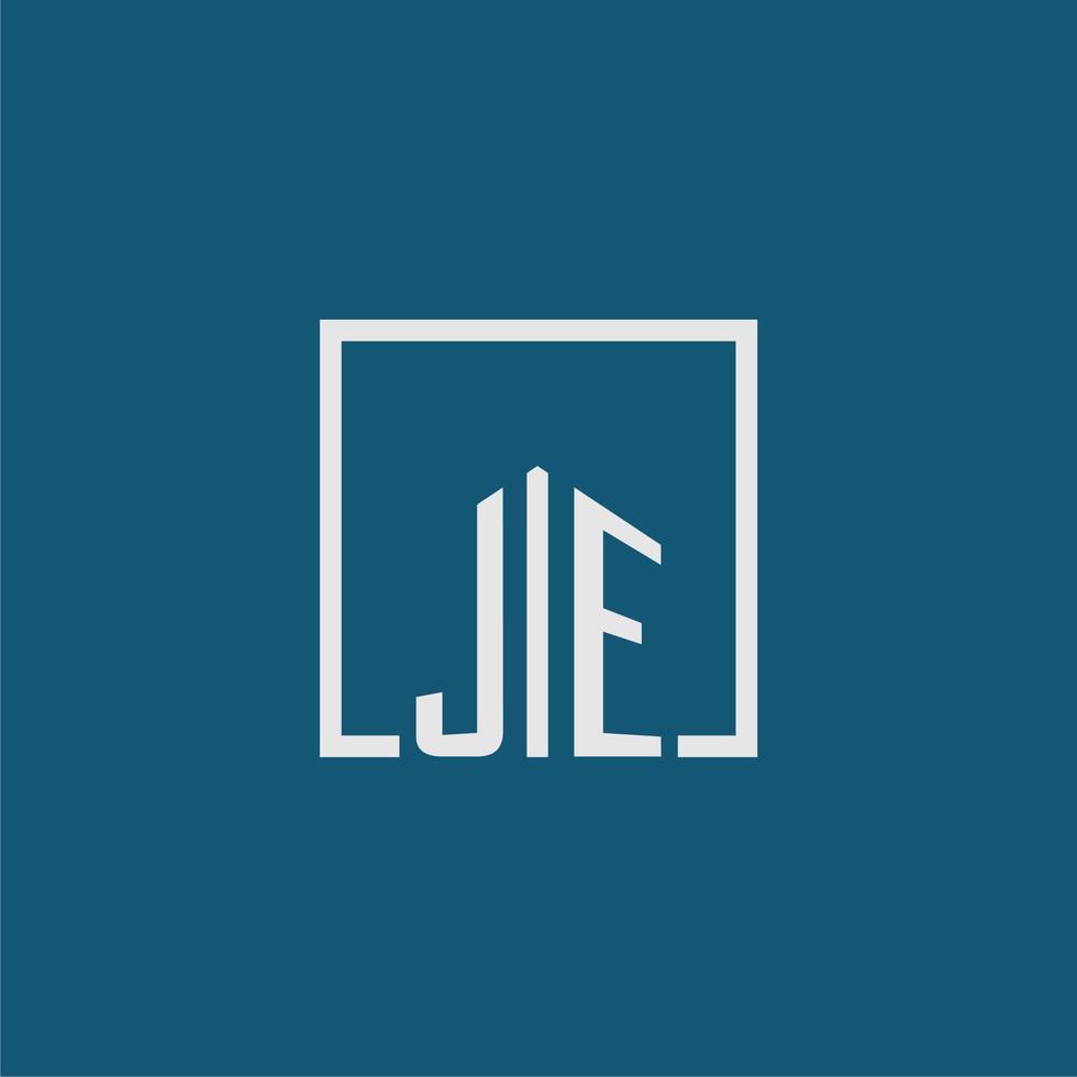 JE initial monogram logo real estate in rectangle style design vector