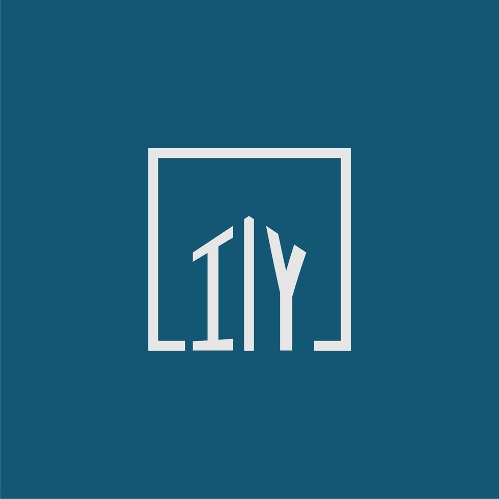 IY initial monogram logo real estate in rectangle style design vector