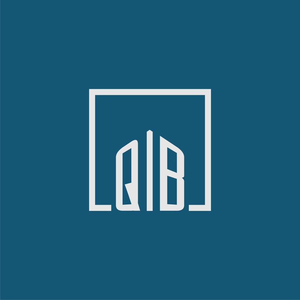 QB initial monogram logo real estate in rectangle style design vector
