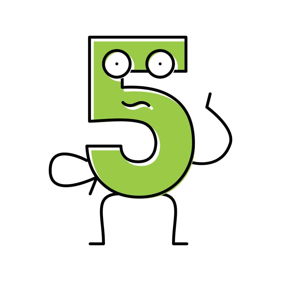 five number character color icon vector illustration