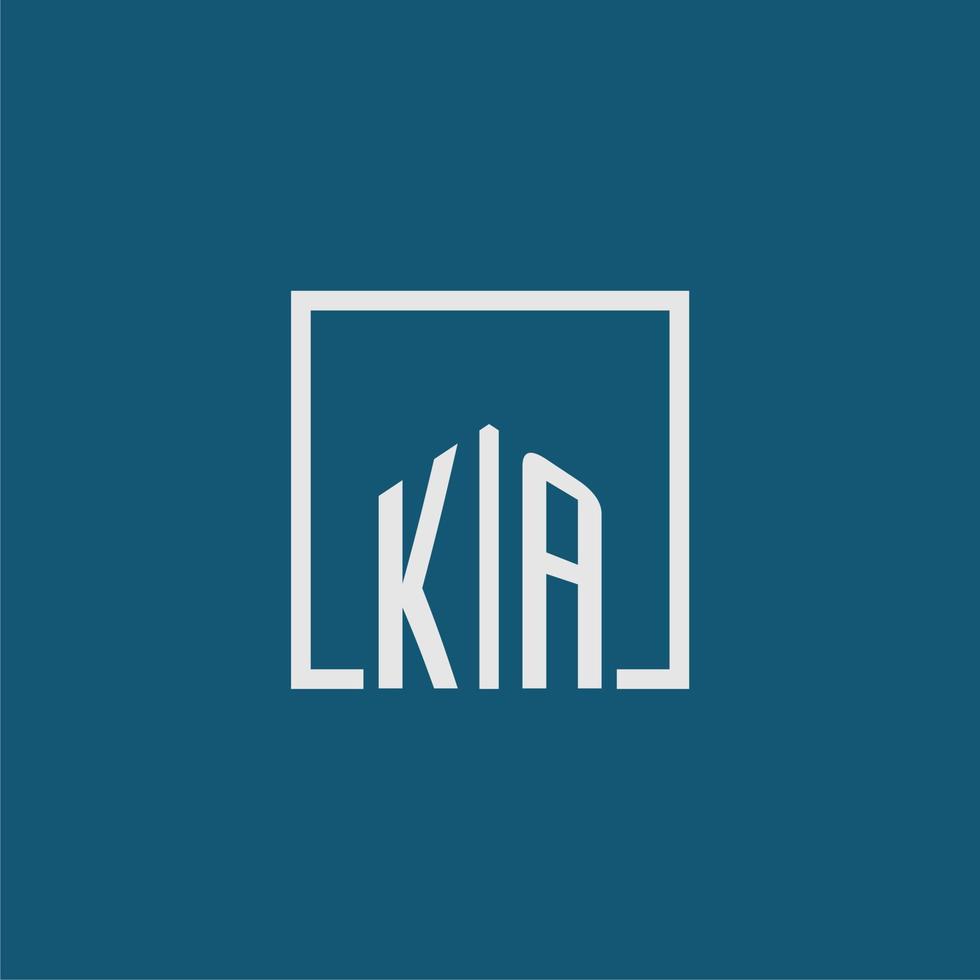 KA initial monogram logo real estate in rectangle style design vector