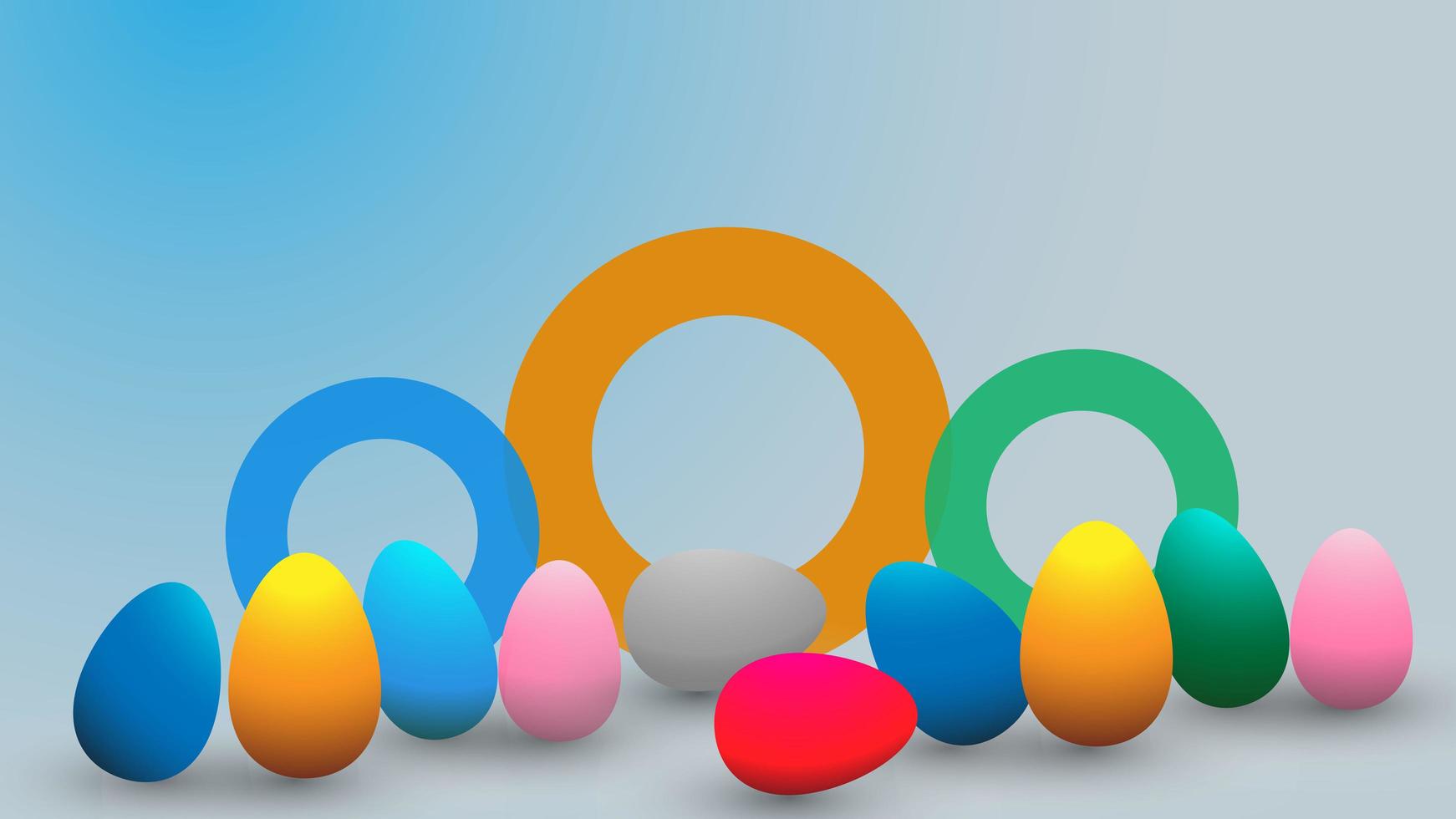happy easter day background design with colorful eggs photo