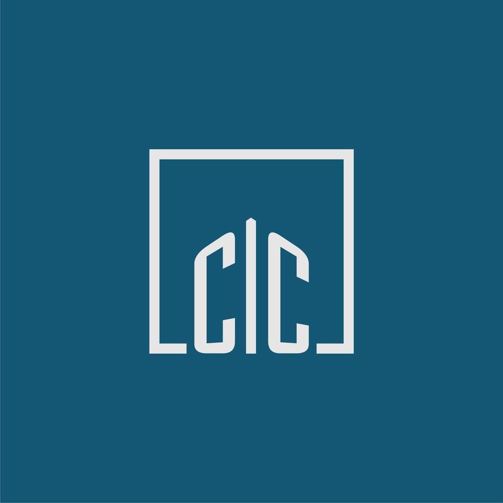 CC initial monogram logo real estate in rectangle style design vector