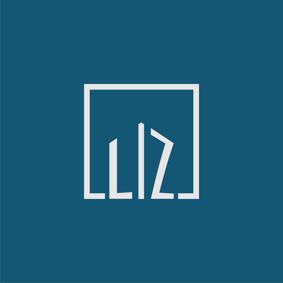 LZ initial monogram logo real estate in rectangle style design vector