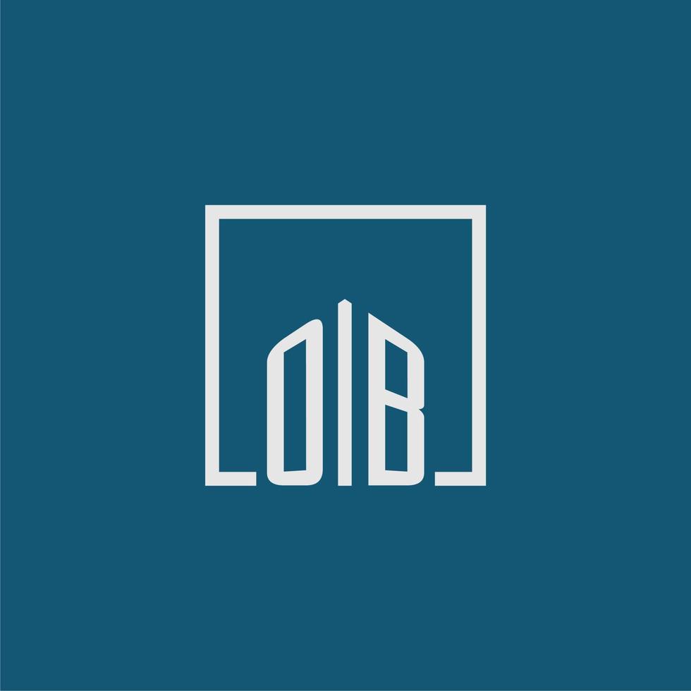 OB initial monogram logo real estate in rectangle style design vector