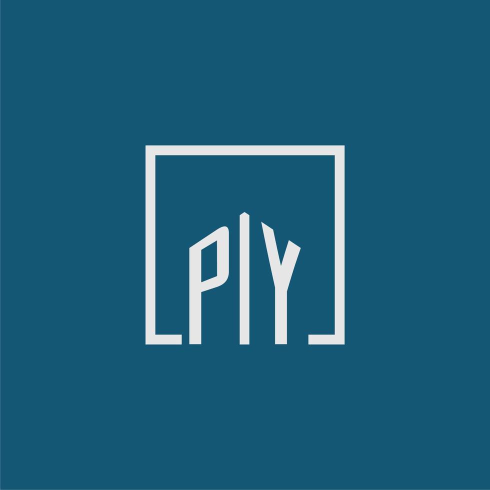 py inicial monograma logo real inmuebles en rectángulo estilo diseño vector