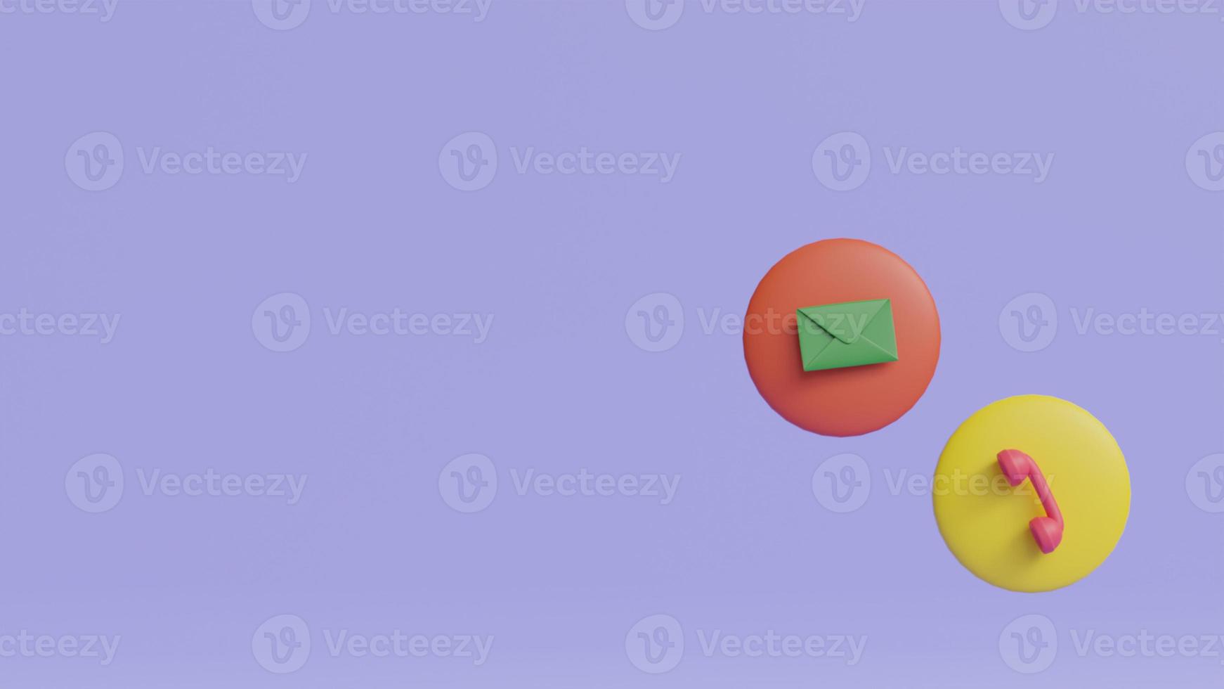 Email and phone symbol icon on green background, 3D rendering photo