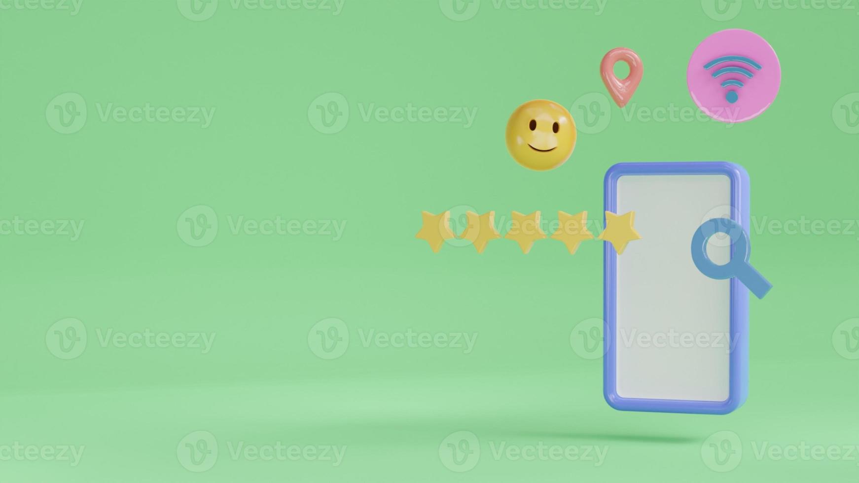 smart phone for shopping online, mobile shopping app, smartphone payment. Mobile application digital marketing promotions with coupon. 3d rendering illustration photo