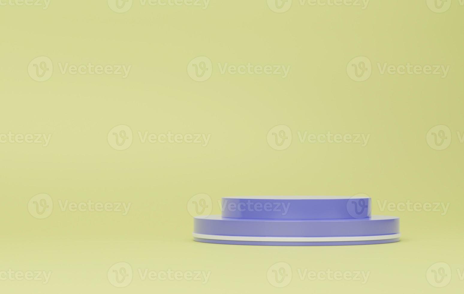 Pastel purple podium on yellow background. For product showcase. 3D rendering. photo