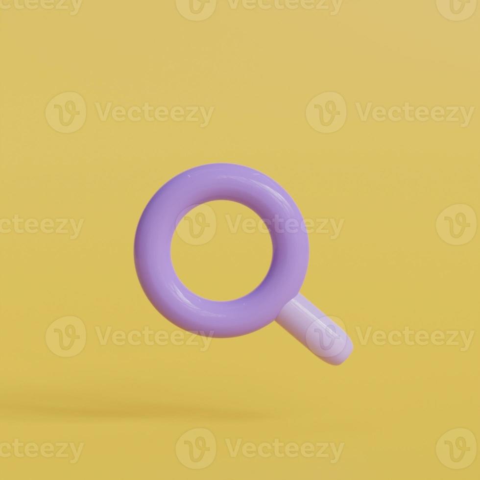 3D minimal purple search bar or magnifying glass in the blank search bar. Search bar 3d design element. 3d rendering photo