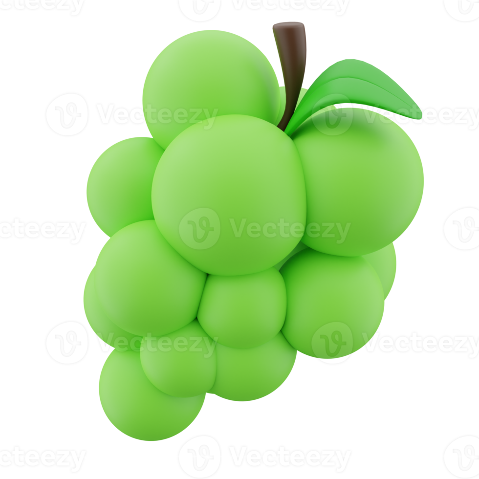 3d vert grain de raisin fruit png